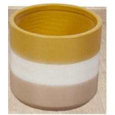 Vaso Pote Cachepot Ceramica Pequeno Branco Amarelo Mostarda